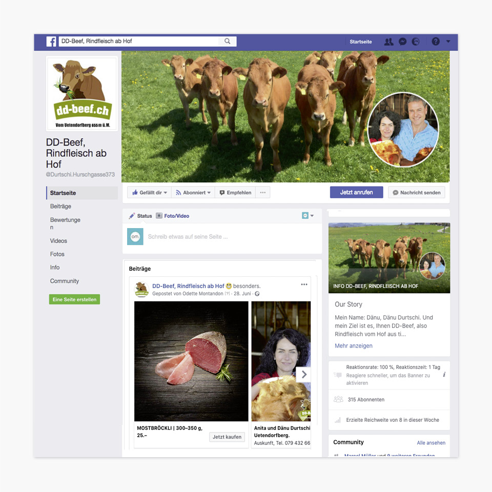 Branding DD-Beef, Social Media Auftritt