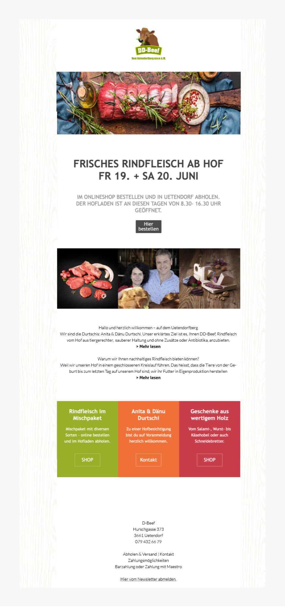 Branding DD-Beef, Newsletter