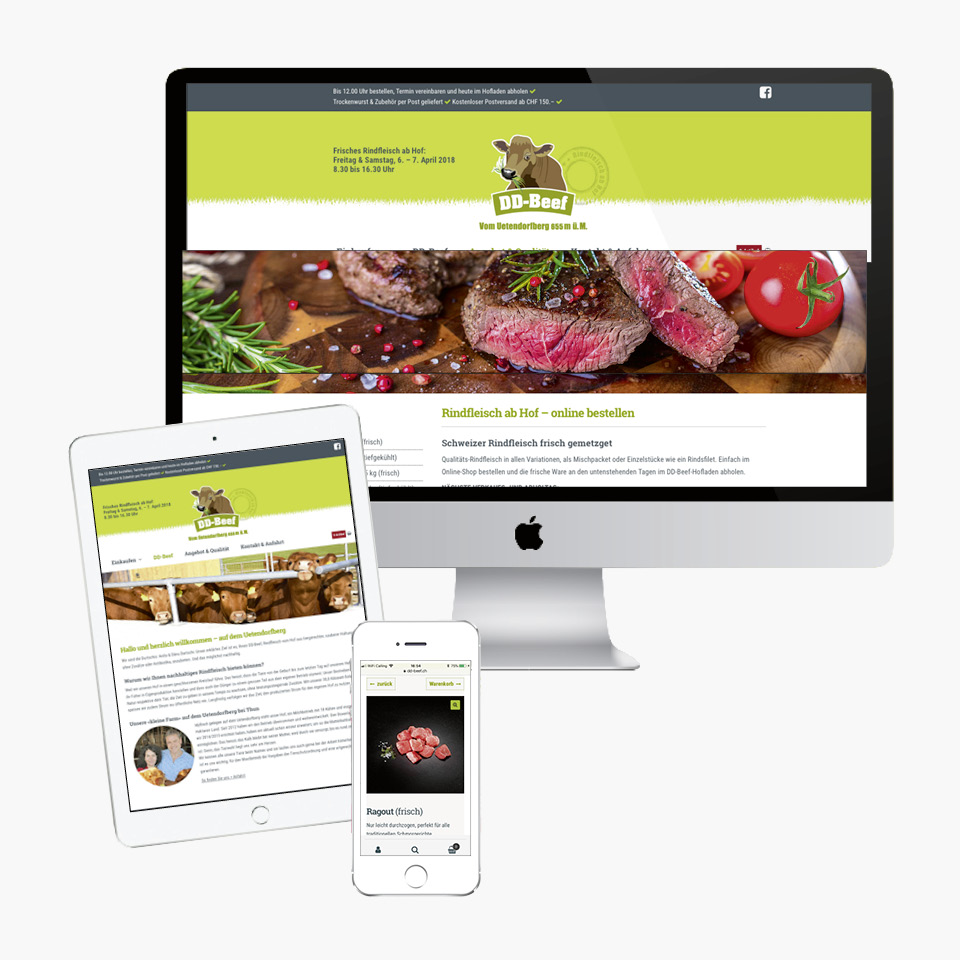 Branding DD-Beef, Website mit Shop