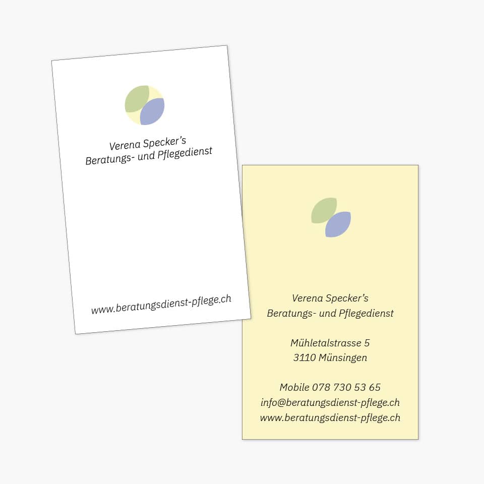 Firmenauftritt für Pflegedienst Visitenkarten