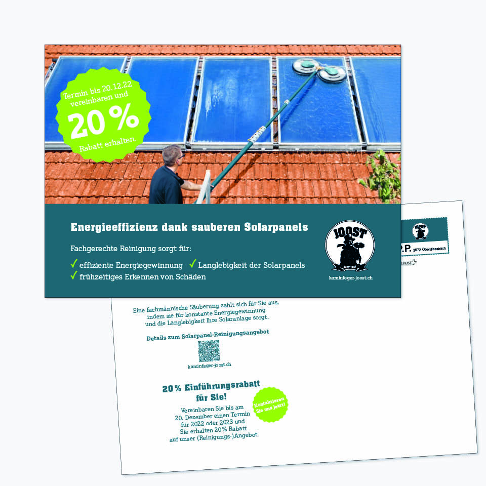 Branding: Karte Solarpanel für Kaminfeger