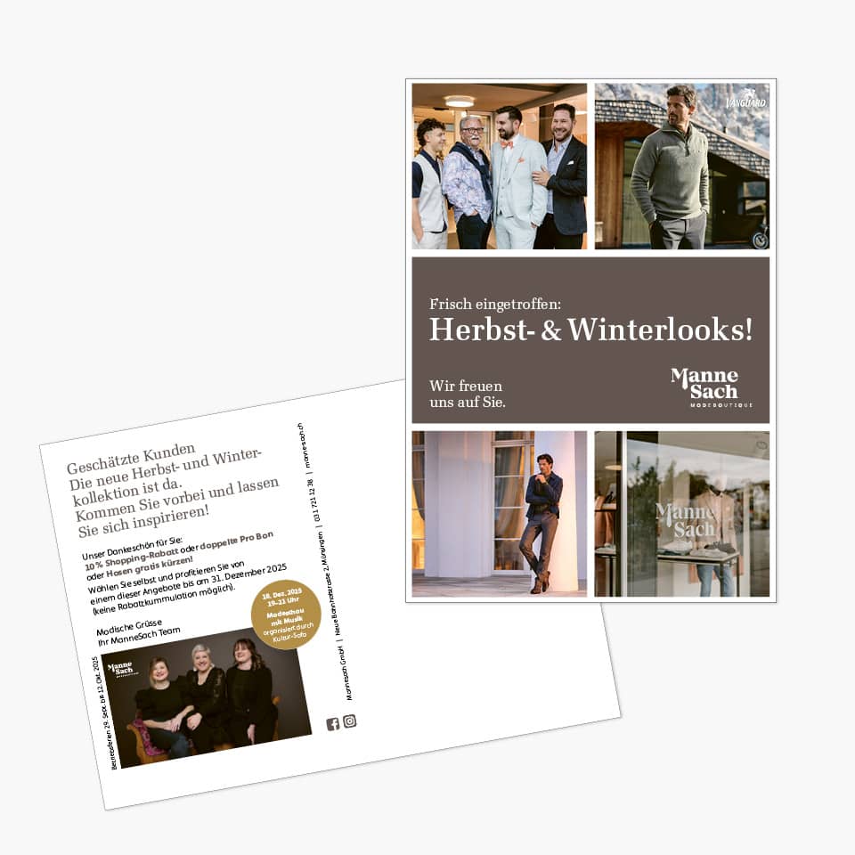 Postkarte für ManneSach Herrenmode
